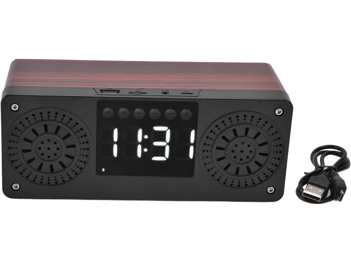 Altavoces Dobles De Madera, Subwoofer Bluetooth, Pantalla De Reloj