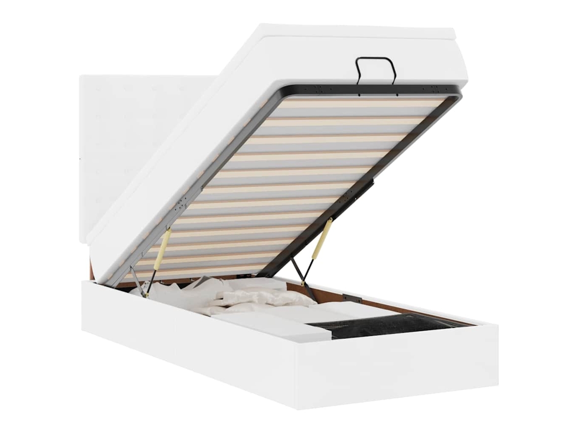 Maison Exclusive - Estructura Cama Otomana Colchón Cuero Sintético Blanco