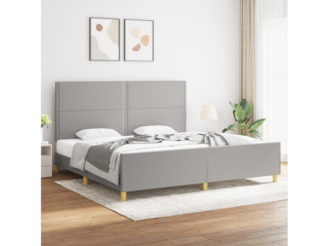 Cama Sin Colchón Tela Gris Claro 200x200 Cm
