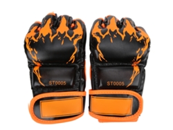 Guantes De Mma Sin Dedos De Cuero Sintético Para Boxeo, Sanda, Boxeo Con Pelota, Color Naranja, Garra Negra