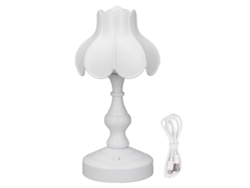 2026-lámpara De Noche Floral Retro Mini Led Protectora De Ojos Recargable Para Dormitorio Mesa Blanco