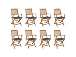 Sillas plegables de exterior de acacia maciza de 8 piezas con cojines DKD Home Decor