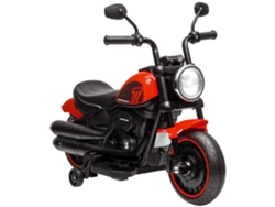 Moto infantil con faro y ruedines de entrenamiento extraíbles, roja y negra.