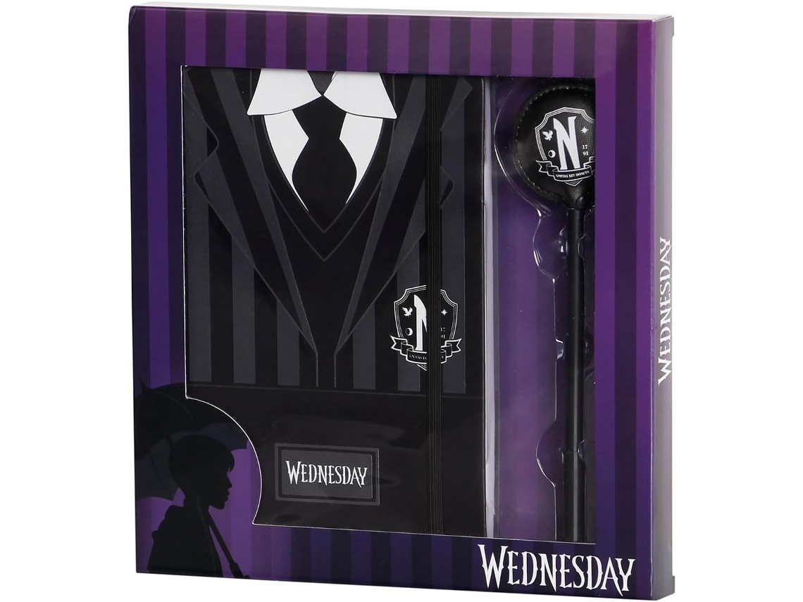 Miércoles Addams Uniforme Cuaderno y Bolígrafo