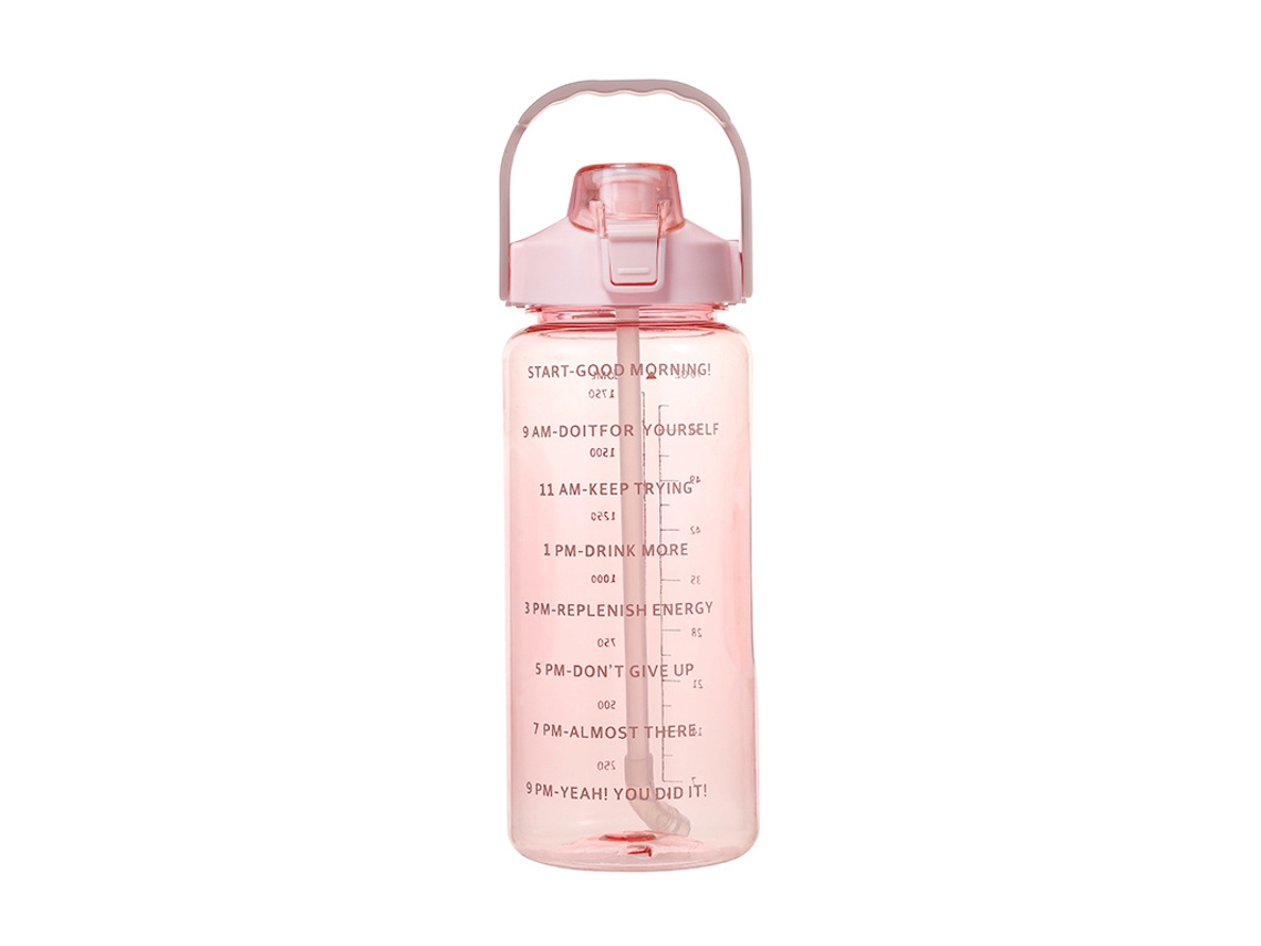 (rosa) Botella De Agua Deportiva De 2l Con Tapa Y Vaso, Apta Para Microondas