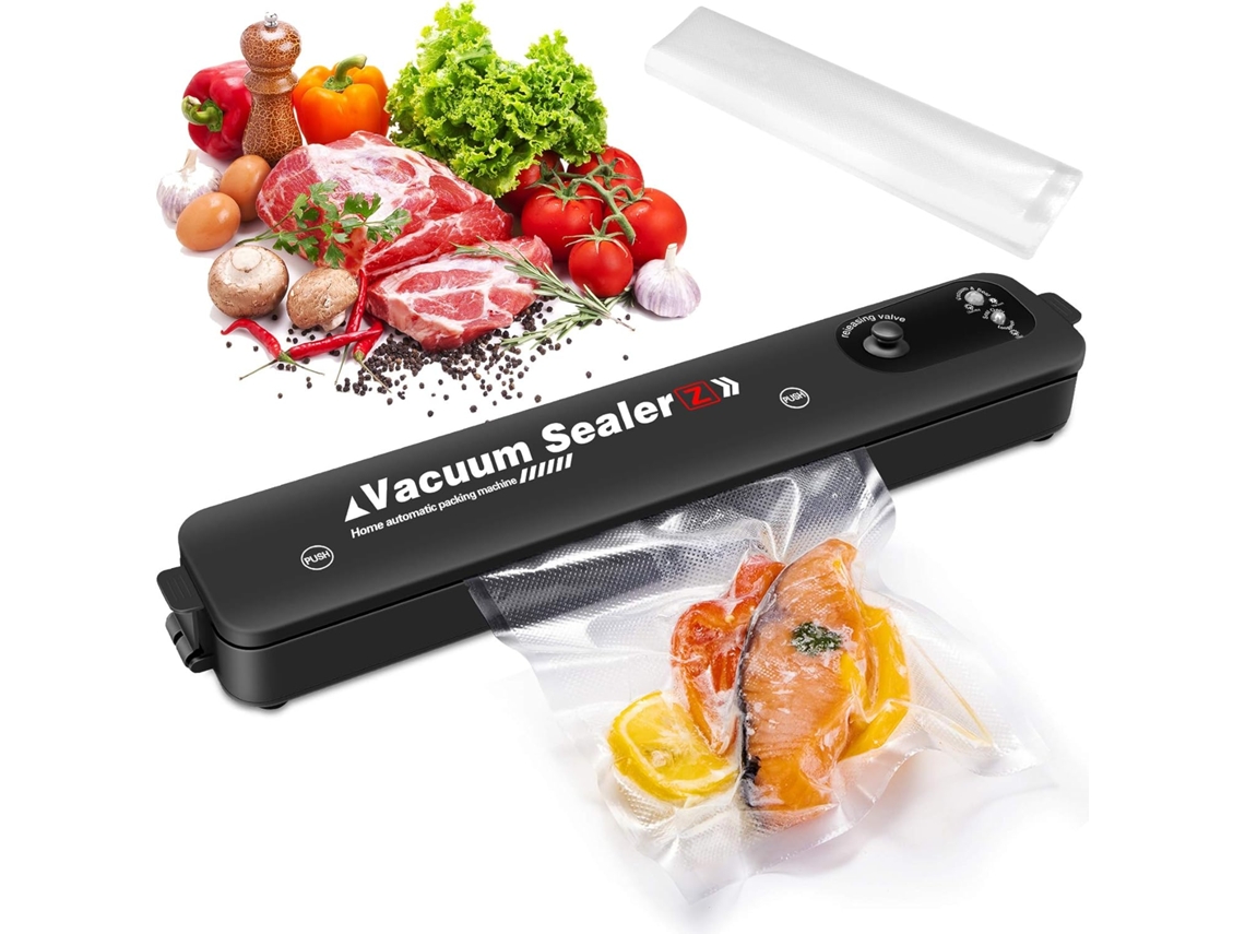 Selladora al vacío compacta para cocina doméstica, ahorra espacio, selladora de alimentos más frescos con menos desperdicio de bolsas, divertida