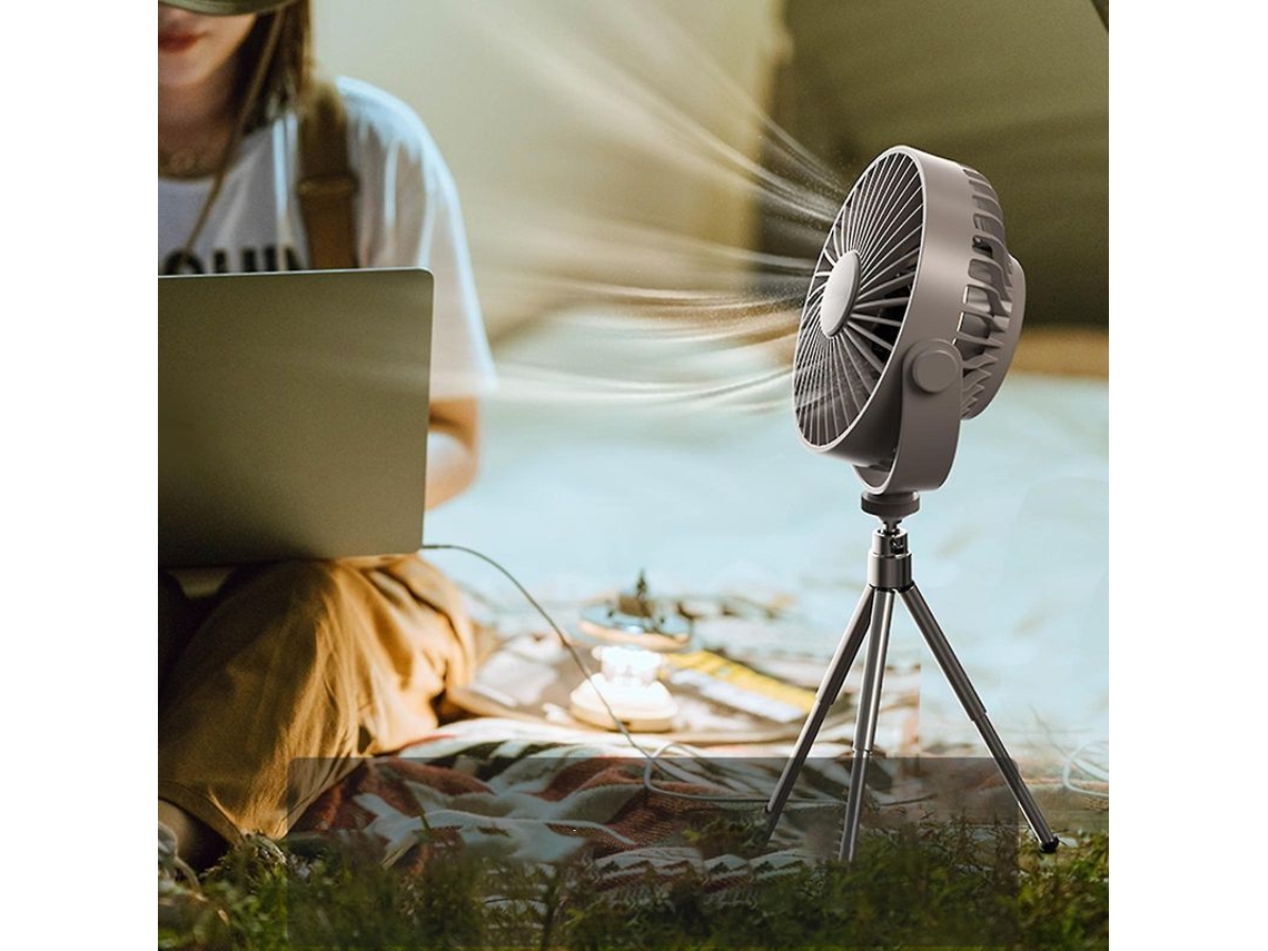 Ventilador De Mesa Con Luz Y Mando A Distancia De 2000 Mah Con Trípode Para Acampada Al Aire Libre.