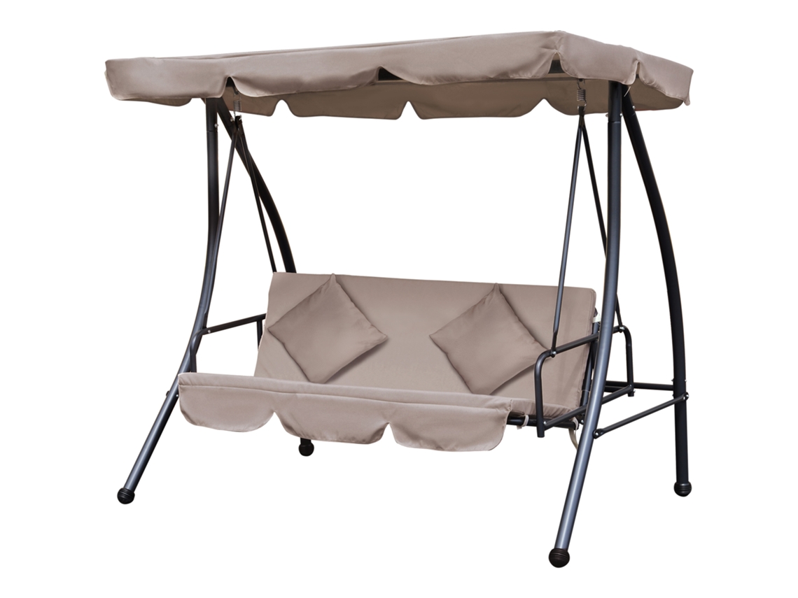 Columpio Jardín Tipo Hollywood Reclinable 200x125x170cm Marrón