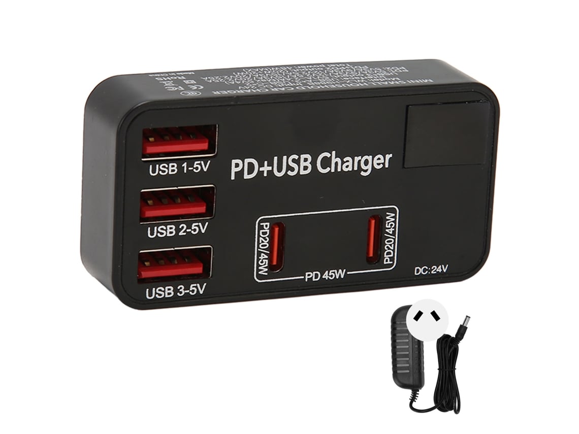 Concentrador De Carga Usb De 5 Puertos. Concentrador De Energía Mini Pd De Múltiples Puertos Para Dispositivos Con Carga Rápida.