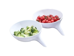 Cubo multifuncional de plástico para almacenar frutas y verduras en la cocina con filtro extraíble.