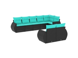 Maison Exclusive - Conjunto De Sofá De Jardín De 8 Piezas Con Cojines, De Poliratán Negro