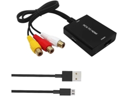 Adaptador convertidor RCA AV compuesto CVBS a HDMI de 1080p compatible con PS2/PS3, Xbox, SNES, N64 PAL/NTSC Bestvite