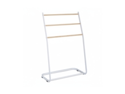 Toalheiro De Pé Relaxdays, Metal, 3 Ramos Com Aspeto De Madeira, Toalhas E Roupa, Axlxp: 87 X 58 X 29,5 Cm, Branco