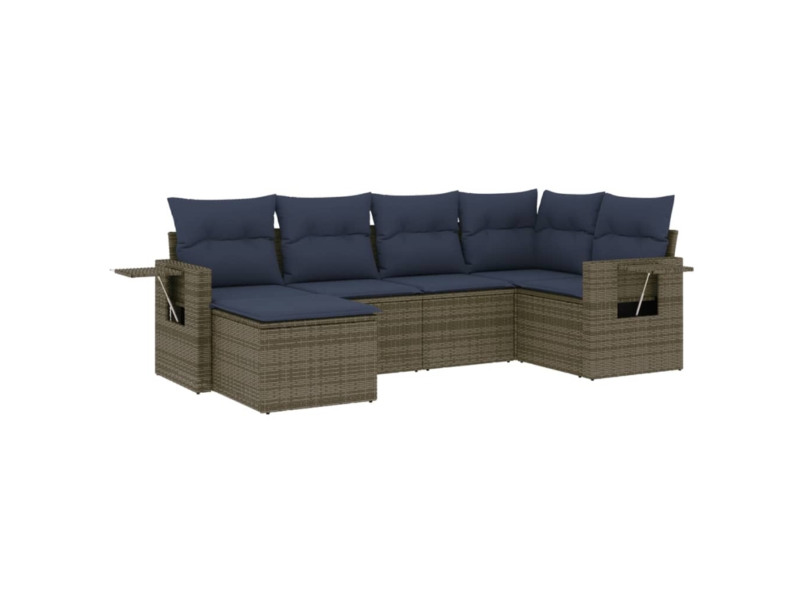 Maison Exclusive - Conjunto De Sofá De Jardín De 6 Piezas Con Cojines, Poliratán Gris