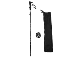 Bastón plegable de 5 secciones de aleación de aluminio, ajustable, para senderismo al aire libre, negro.