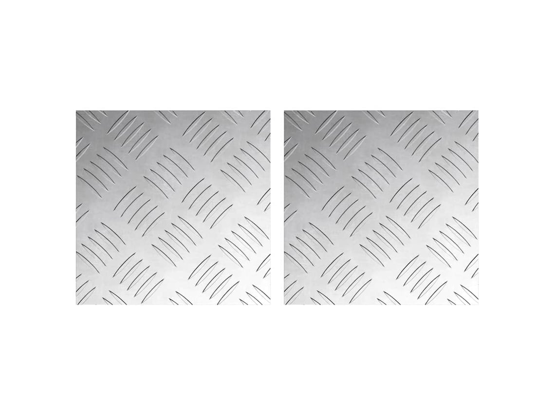 Conjunto 2 Placas De Aluminio Modernas Con Diseño A Cuadros Vidaxl Plata Aluminio