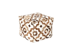 Pouf Piel Poliester Rombos Marron 45x45x40cm