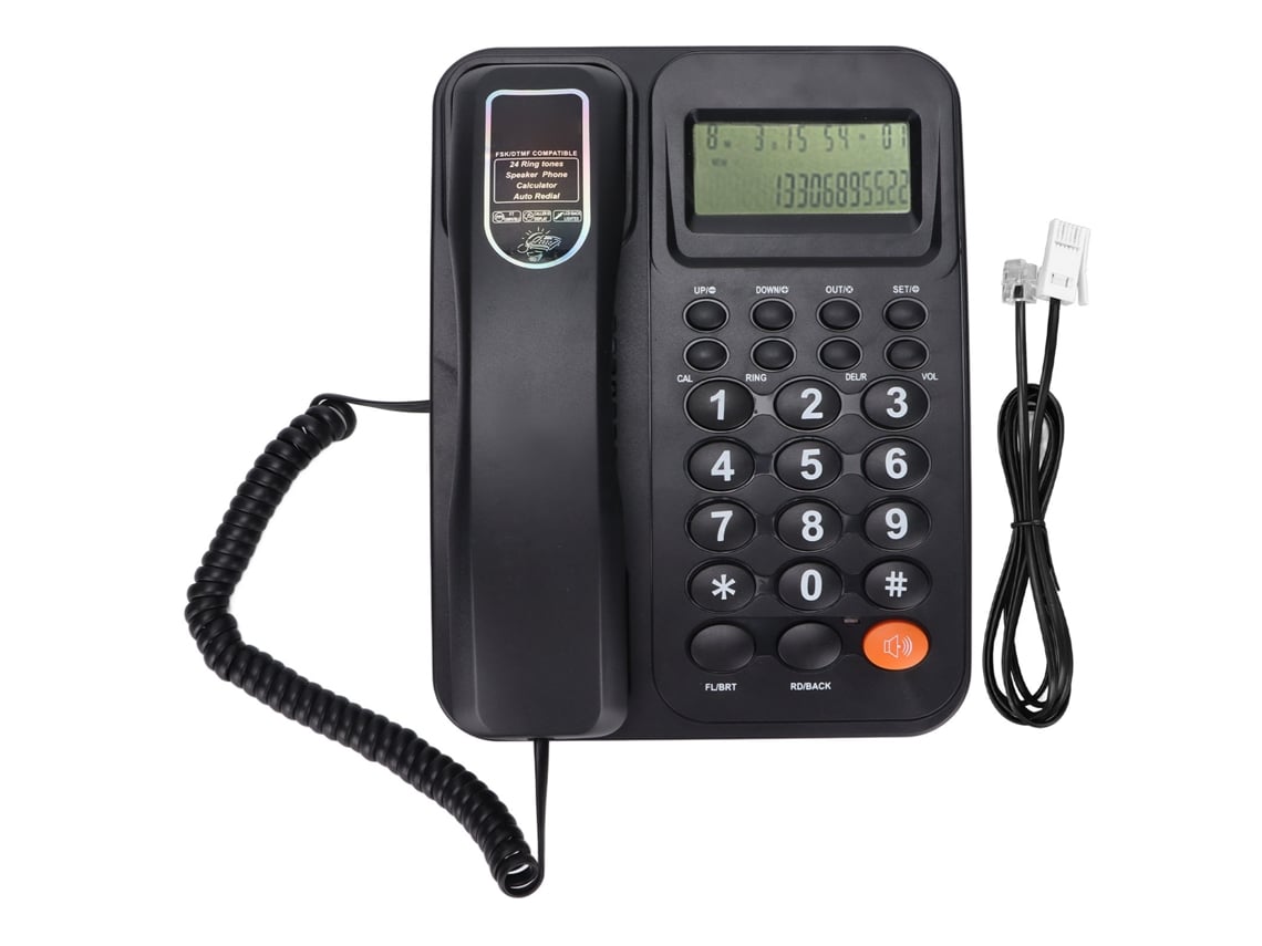 Telefone Fixo Com Id De Chamada Semi-livre De Mãos 24 Toques Display Para Escritório Hotel Preto Kxt2027cid