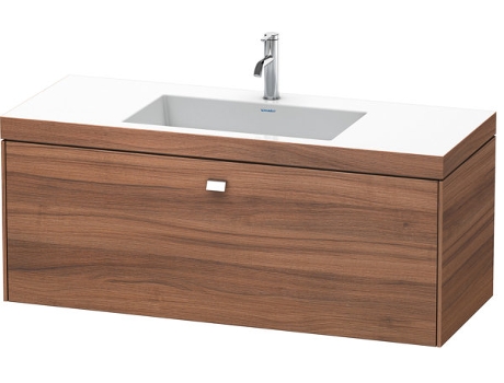Lavamanos DURAVIT Brioso c-bonded con base mural 120,0x48,0 cm 1 cajón sin rebosadero con banco para grifos 1 agujero para grifos