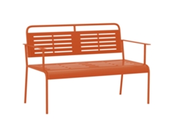 Banco de jardín de acero para 2 personas con reposabrazos, color rojo, 121x64x84cm