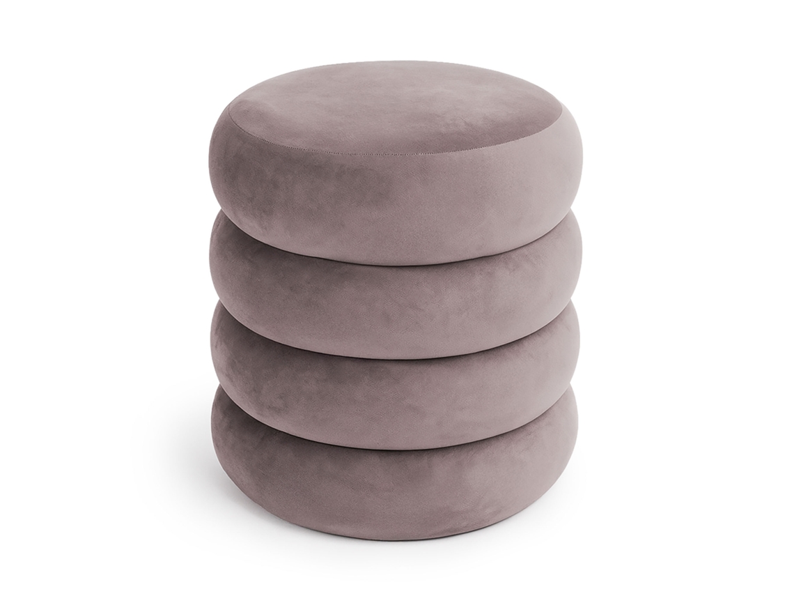Pouf Contenedor Cilíndrico En Terciopelo 42 Cm Snuggo Rosa Polvo