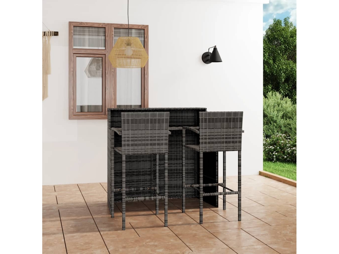 Conjunto Bar 3 Peças Para Jardim Cinzento Dkd Home Decor