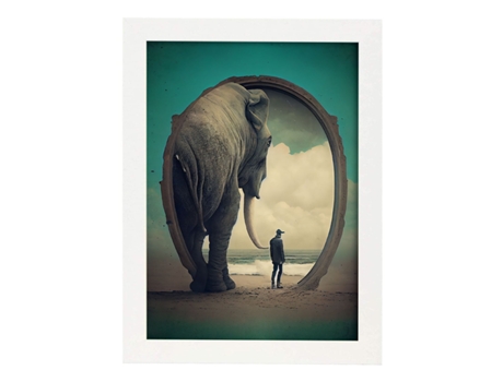 NACNIC Poster Elefante En Estilo Surrealismo Cinematográfico Ilustraciones Y Grabados De Historieta Abstracta Y Artística A4 Marcos Madera