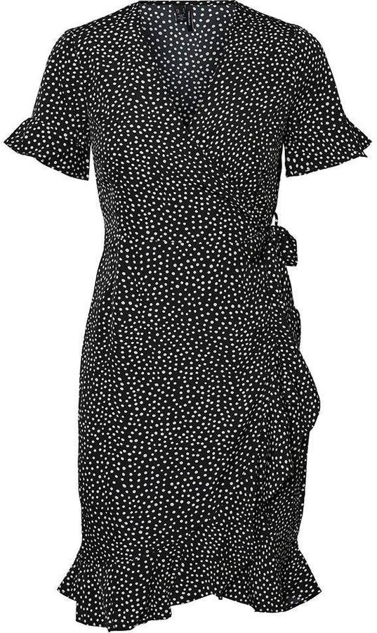 Vero Moda Vmhenna 24 wrap frill dress noos vestido negro blackaop aoptiny dots l para mujer henna