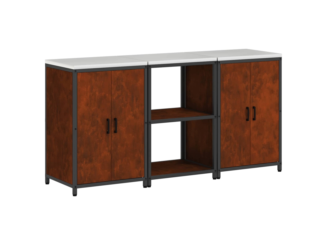 Maison Exclusive - Juego De Almacenamiento De Cocina Con Estante 3 Pcs Oxidado