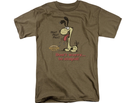 Camisetas Unisex DEEPSTONE Odie Don't Worry Be Stupid Garfield verde safari (M)