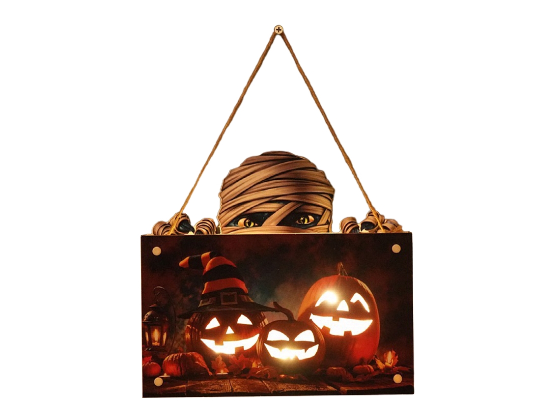 Letrero De Madera Iluminado Con Diseño De Calabaza Para Decoración De Pared/puerta De Halloween.
