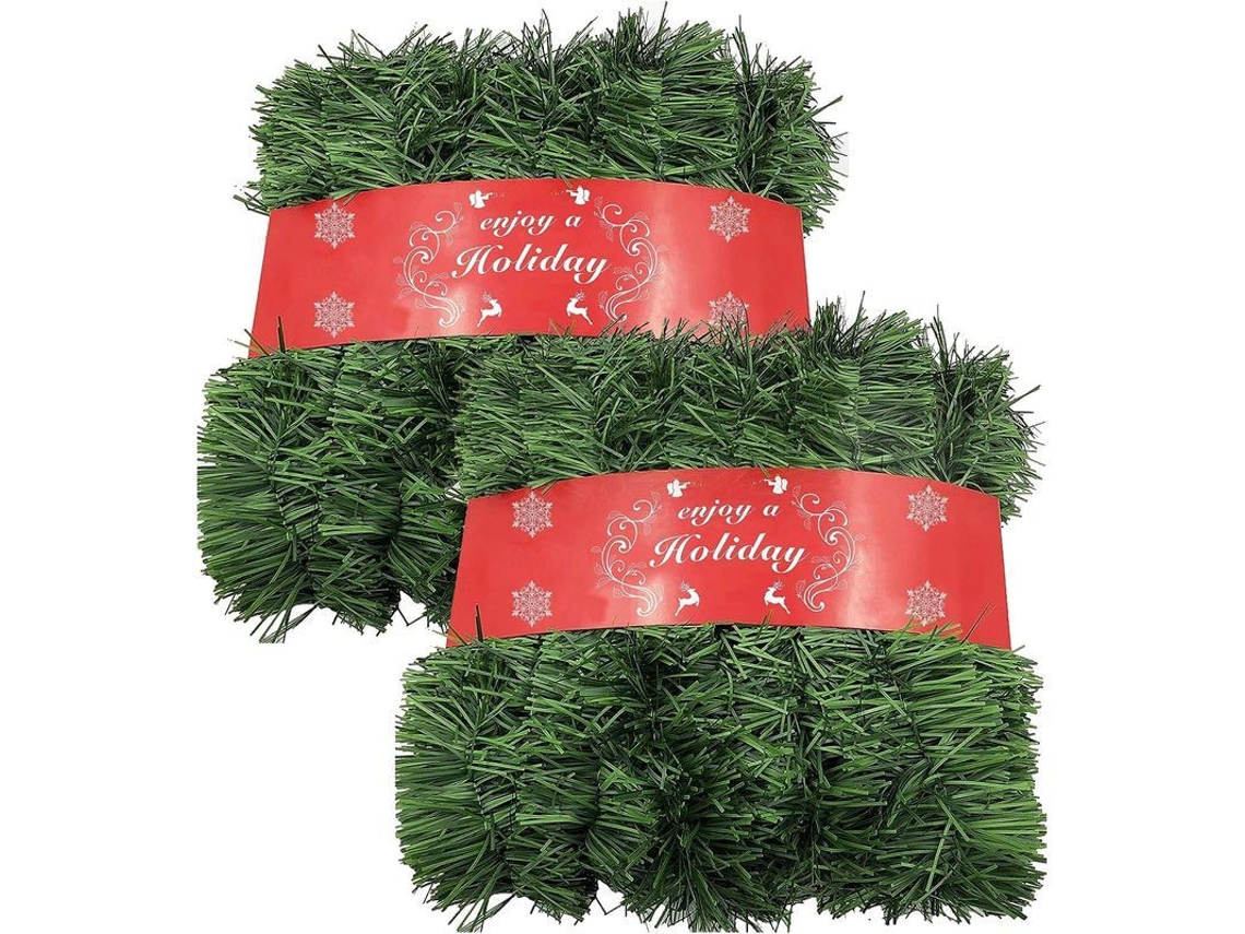 2026-guirnalda Artificial De Navidad 15m 2 Piezas Decoración De Jardín Y Hogar Verde Durable