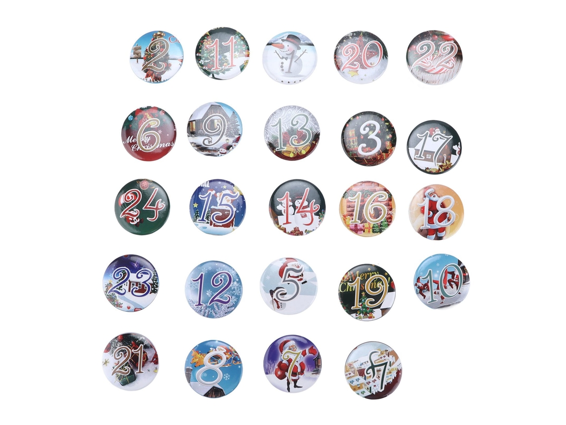 24 Insignias Navideñas Con Números De La Suerte, Diseño De Dibujos Animados, Decorativas, De Plástico Ligero.
