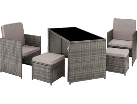 Conjunto de Jardín TECTAKE Palermo (Gris - Polietileno - 202x130.5x92.5 cm)