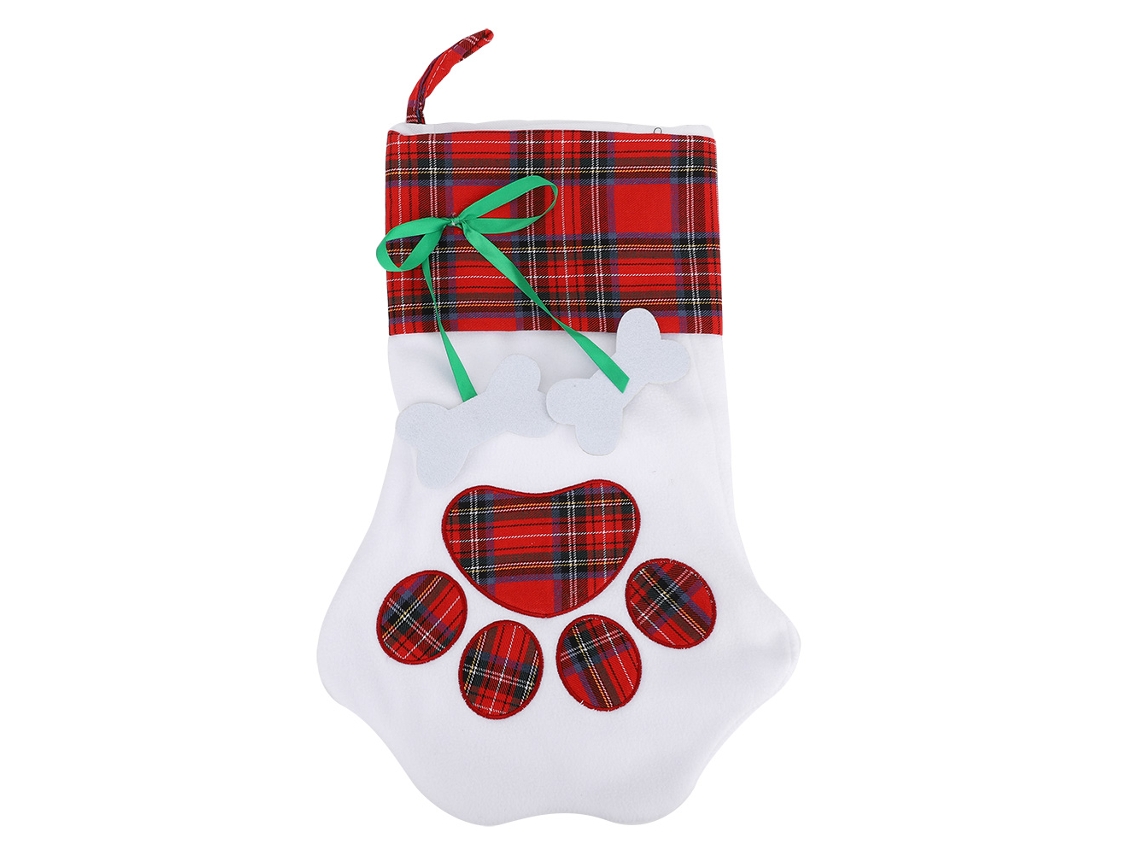 Bolsa para guardar dulces navideños, color rojo, diseño de pata.