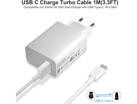 Cargador Carga Rápida Turbo Usb Tipoc para Xiaomi VENISYMLIS Blanco