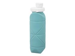 Botella de agua plegable de silicona de 600 ml, madera de eucalipto.