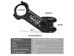 Cubo De Bicicleta 35 Graus Ultraleve Para Guidão 31.8mm Mtb Estrada 6061 Alumínio