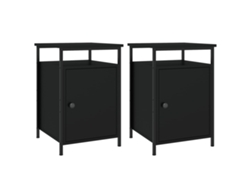 Conjunto de mesitas de noche derivadas de madera negra 40x42x60 cm MAISON EXCLUSIVE