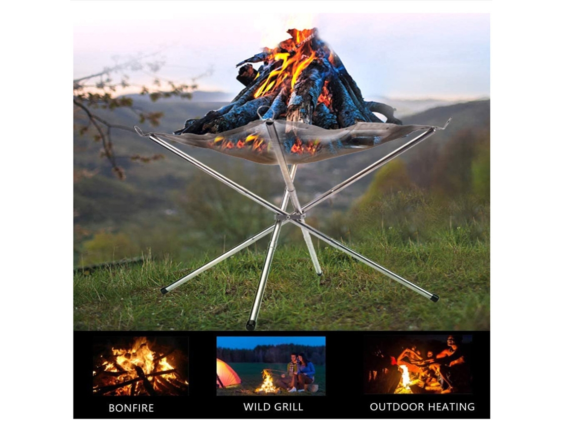 Parrilla Portátil Para Fogata, Ideal Para Acampar, Barbacoas, Estufas De Leña, Jardinería, Plegable, De Malla Y Acero Inoxidable.