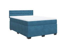 Maison Exclusive - Cama Box Spring Con Colchón Terciopelo Azul Oscuro 140x190 Cm