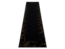 Alfombra, Alfombra de Pasillo Gloss Moderno 408C 86 Marco Elegante, Glamour, Art Deco Negro/Oro (80 x 300 cm)