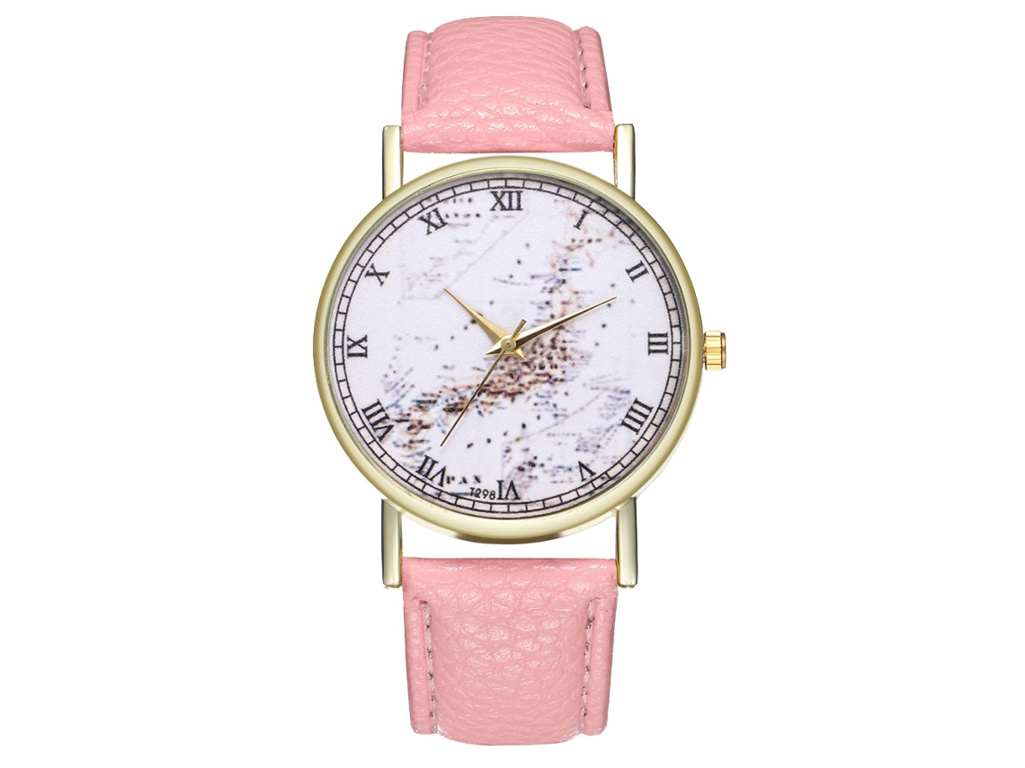 Reloj Analógico De Cuarzo Unisex Con Correa De Cuero, Modelo T298 (rosa)