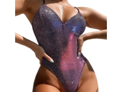 Traje De Baño Monokini Brillante Para Mujer: Con Lentejuelas, Cintura Alta Y Relleno.