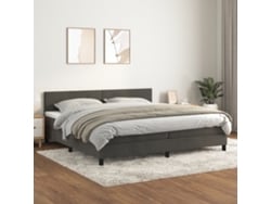 Cama Box Spring Con Colchón Terciopelo Gris Oscuro 200x200 Cm
