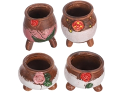 4 Piezas De Macetas De Cerámica Pequeñas Pintadas A Mano Para Flores Con