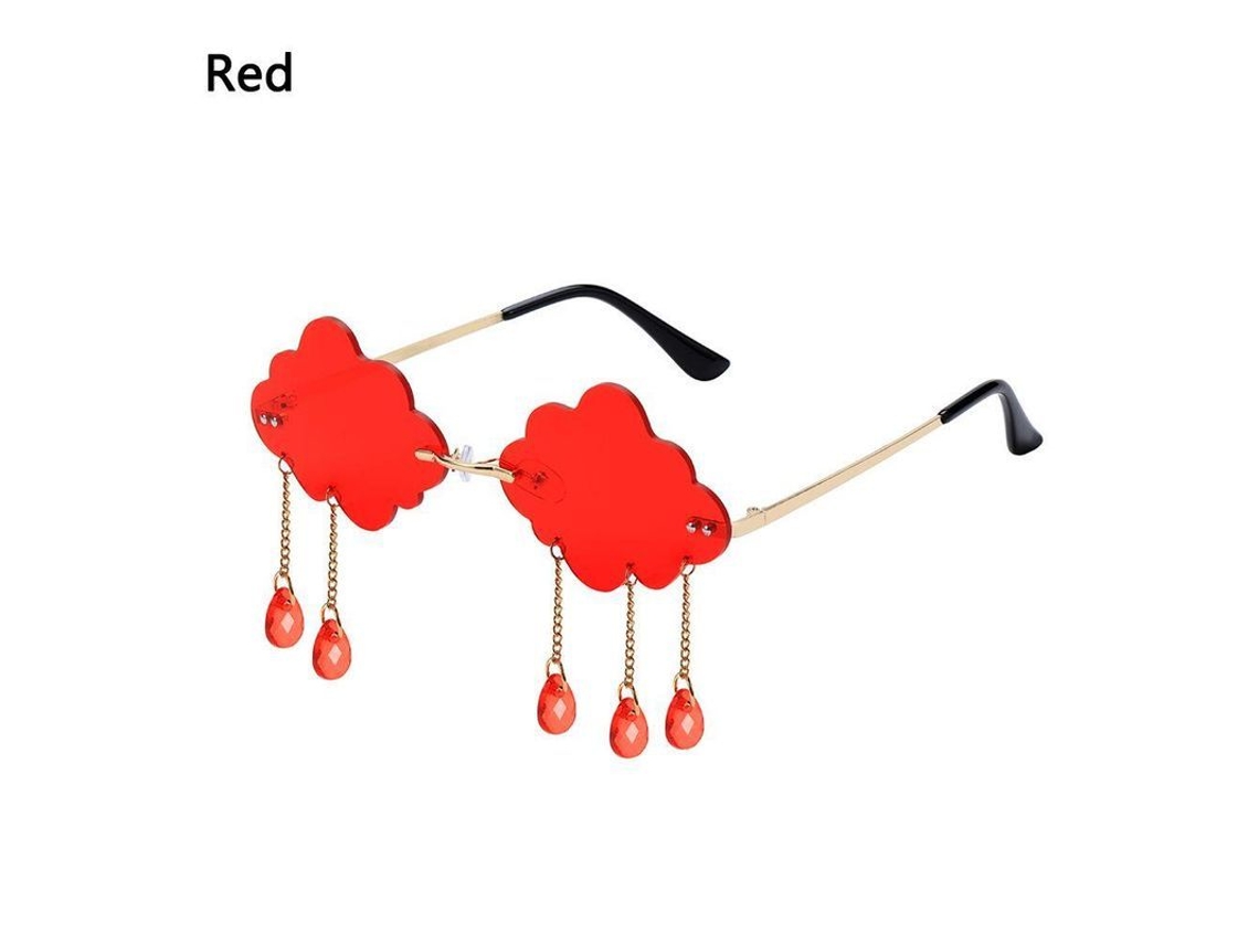 2026-gafas De Sol Sin Marco Retro Vintage Nubes Con Tassel Diamante Uv400 Para Mujer Hombre A-rojo