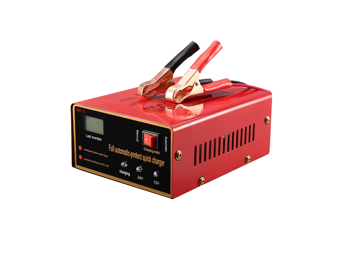 Cargador Inteligente De Baterías Para Automóviles Y Motocicletas De 12v/24v Con Pinzas.