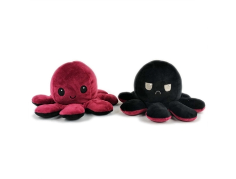 Simulación Suave, Pulpo Relleno Feliz, Triste de Doble Cara, Muñeco de Peluche Vino Tinto Negro