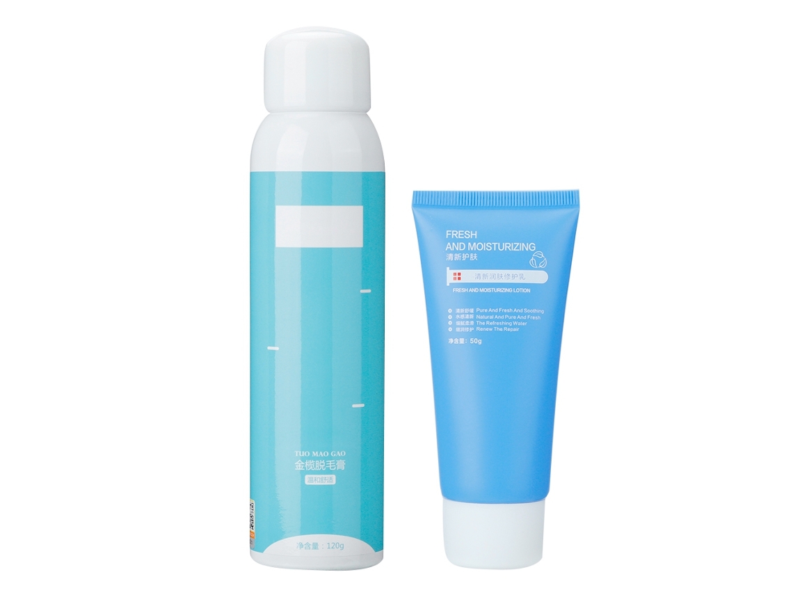 Kit de depilación corporal para hombres y mujeres: El spray y la crema reparadores eliminan el vello sin dolor e inhiben su crecimiento.